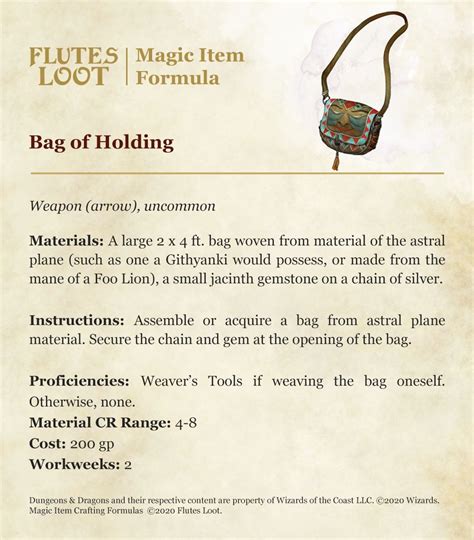 dnd artificer bag of holding